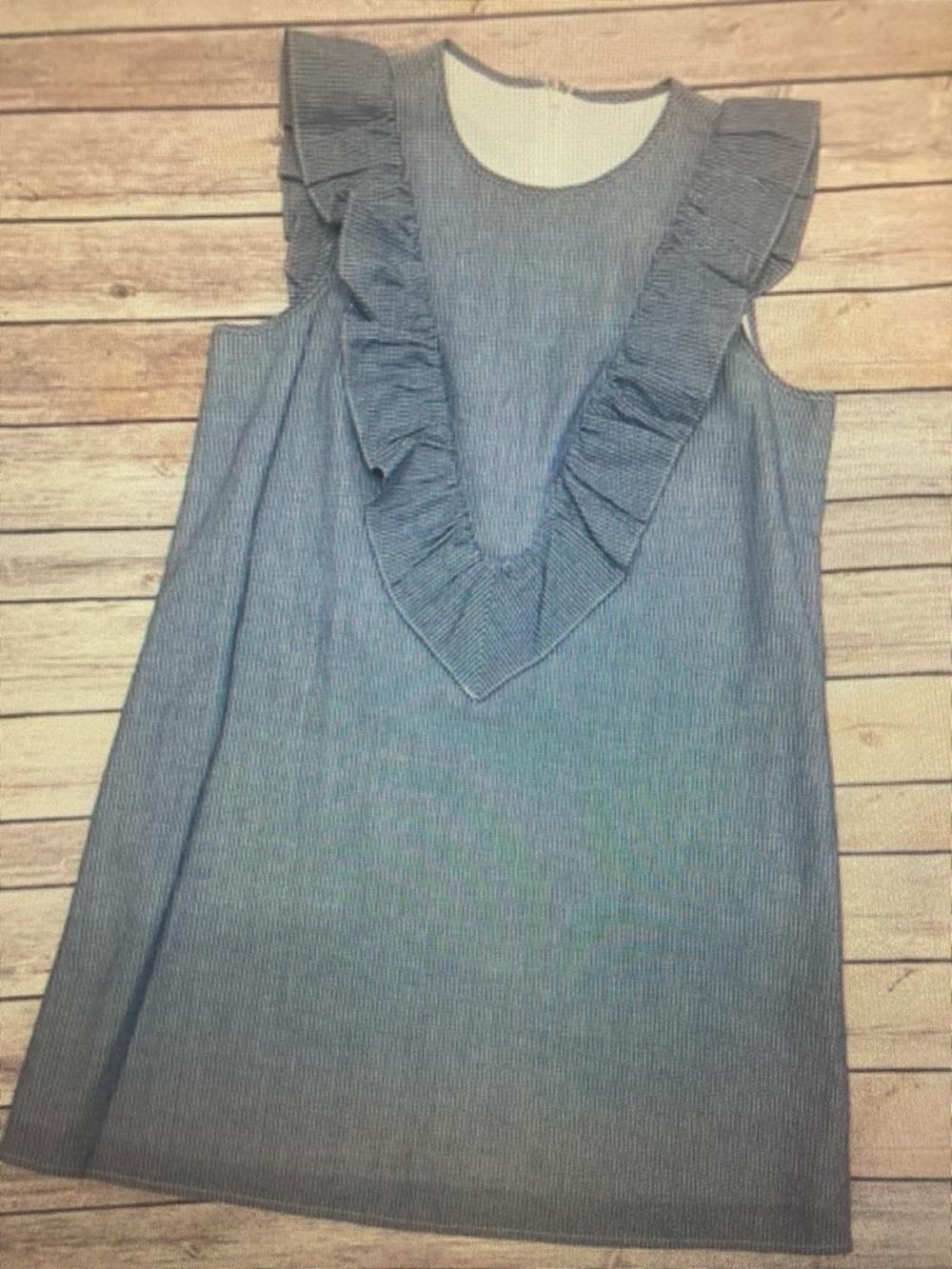 Express Blue-Grey Ruffle V-Front Mini Dress